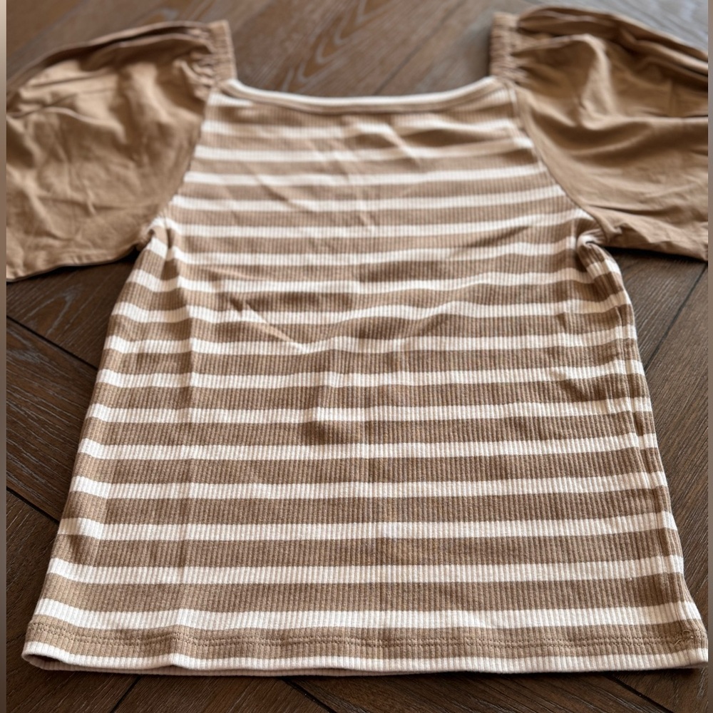 NWOT J. Crew Tan and Cream Striped Blouse